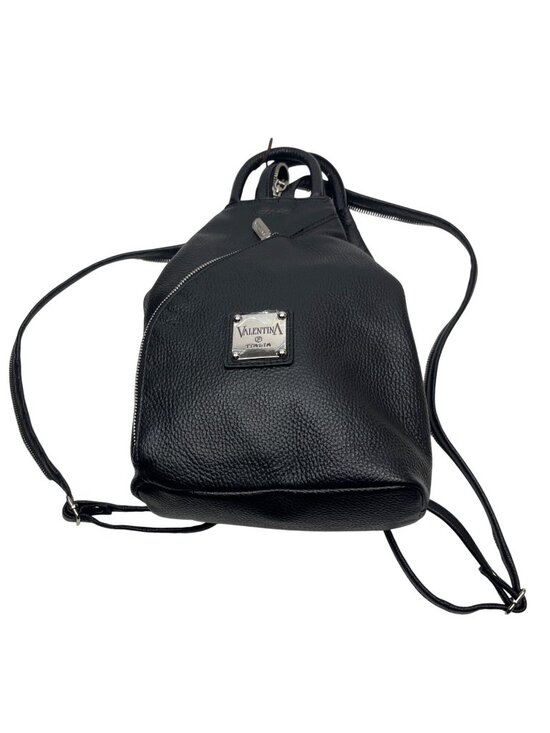 Valentina Black Italian Leather Convertible Backpack Purse Handcrafted In Italy main image 6